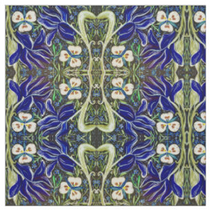 Green Leaf Iris Fabric Stoff