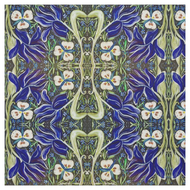 Green Leaf Iris Fabric Stoff (Muster)