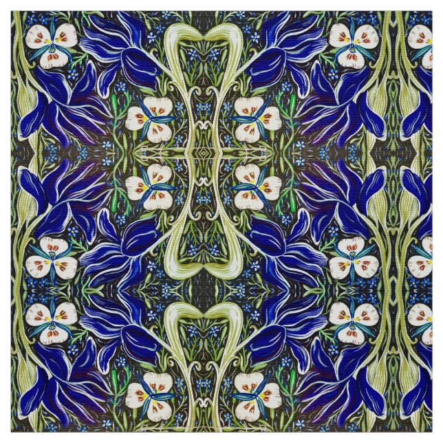 Green Leaf Iris Fabric Stoff (Muster)
