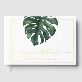 Green Leaf Monstera Wedding Gästebuch