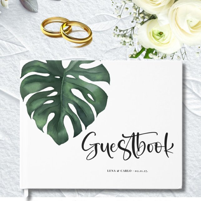 Green Leaf Monstera Wedding Gästebuch (Von Creator hochgeladen)