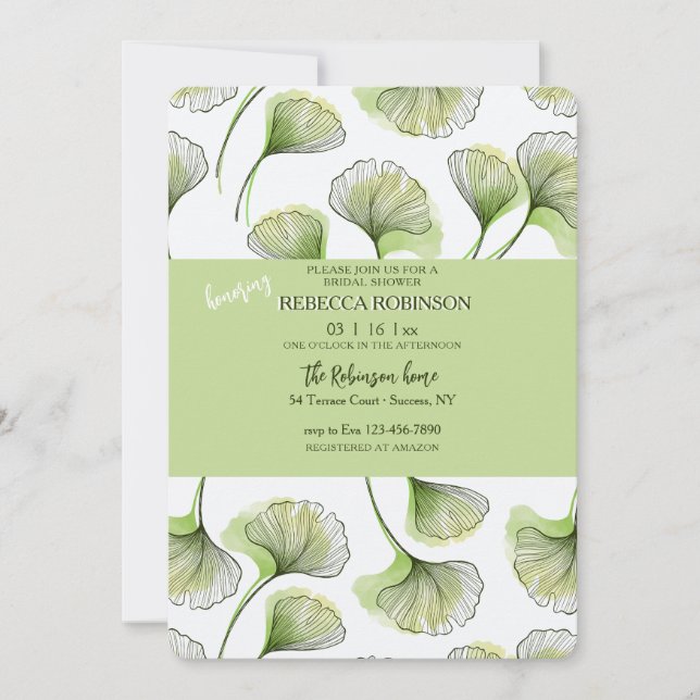 Green Leaf Pattern Invitation Einladung (Vorderseite)