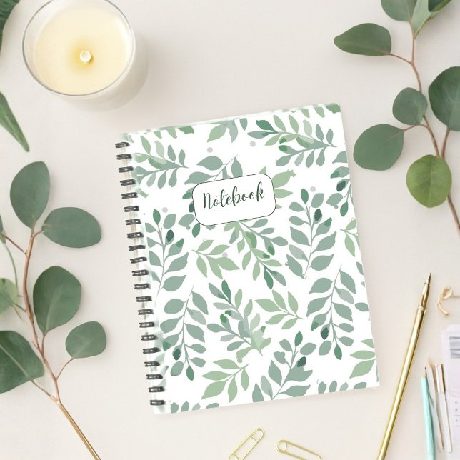 Green Leaf Pattern Personalized Notebook Notizblock (Von Creator hochgeladen)