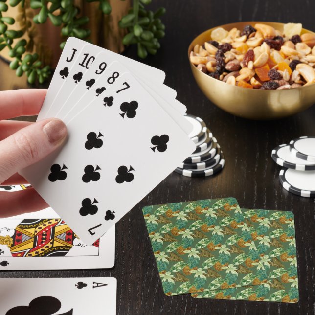 Green Leaf Pattern Poker Cards Spielkarten (In Situ)