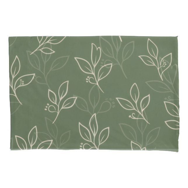 Green Leaf Pillowcase Set Kissenbezug (Vorderseite-Links)