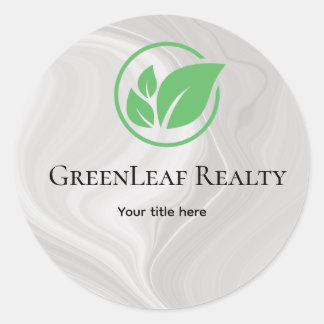 Green leaf Real estate white Marble custom Busines Runder Aufkleber