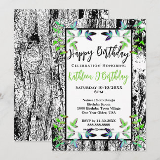 GREEN LEAF SCHWARZE BARK GLÜCKLICH GEBURTSTAGEINLA EINLADUNG