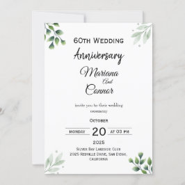 Green Leaf' Standard 60th Wedding Anniversary Einladung