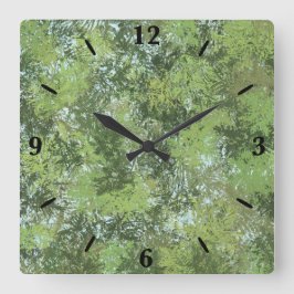 Green Leaf Trees With Blue Sky Peaking Through Art Quadratische Wanduhr