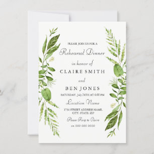 Green Leaf Wreath Elegante Hochzeit Probe Dinner Einladung