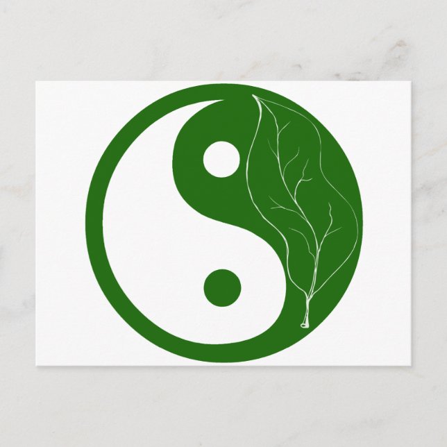 Green Leaf Yin Yang Postkarte (Vorderseite)