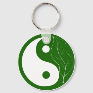 Green Leaf Yin Yang Symbol Schlüsselanhänger