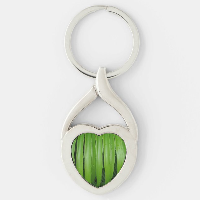 Green Leafs Heart Keychain Schlüsselanhänger (Vorderseite)