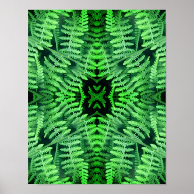 Green Leafy Ferns Abstrakt Poster (Vorne)