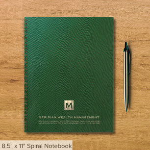 Green Leather Print Financial Notebook Notizbuch