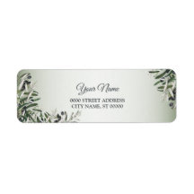 Green Leaves Black Olive Wedding Return Address
