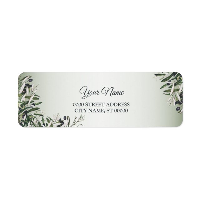 Green Leaves Black Olive Wedding Return Address (Vorne)