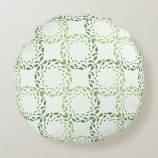 Green Leaves Circular Pattern Design Round Pillow Rundes Kissen