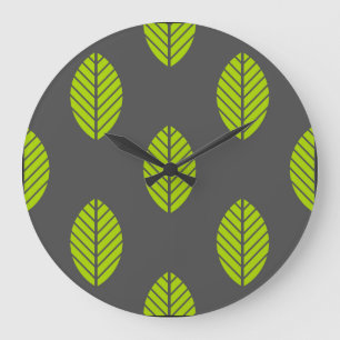 Green leaves clock große wanduhr
