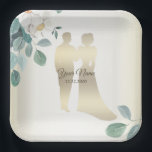 Green Leaves Flower Golden Frame Wedding Party Pappteller<br><div class="desc">Green Leaves Flower Golden Frame Wedding Party Paper Plate. Unique,  beautiful,  stylish design. Easy to be personalized. Font style,  size and colors can be changed. Matching items available.</div>