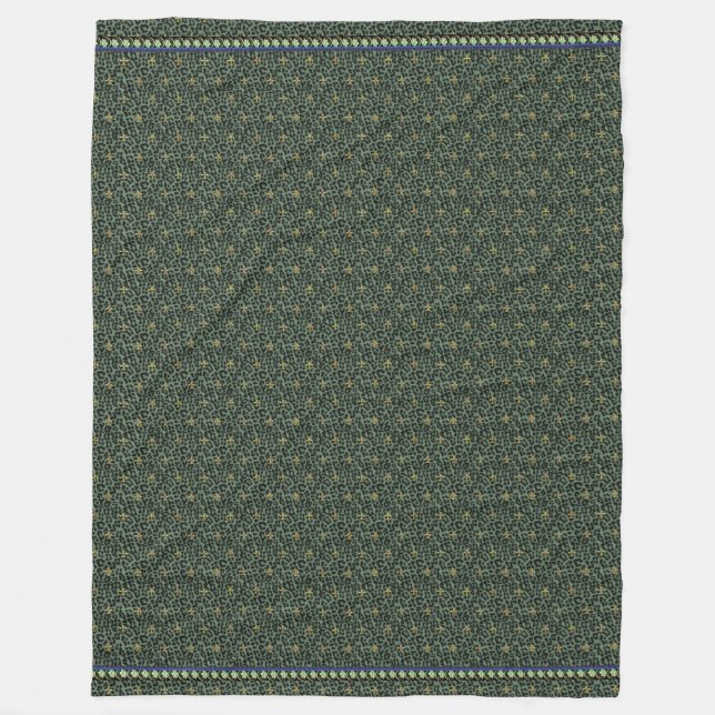 Green Leopard mit Jewelen-Lilie Fleecedecke (Vorderseite)