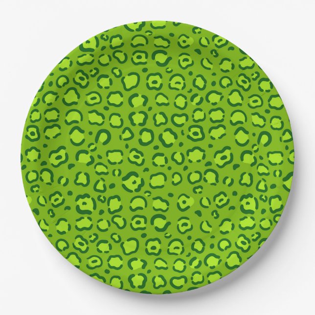 Green Leopard Print Pappteller (Vorderseite)