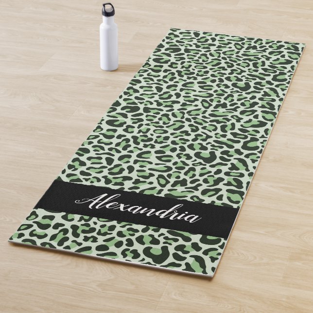 Green Leopard Print Personalisiert Pilates Yoga Ma Yogamatte (Beispiel)