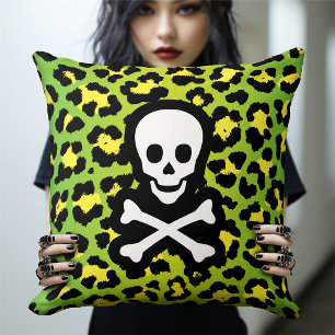 Green Leopard Print Piratenflagge Pirate Edgy Punk Kissen