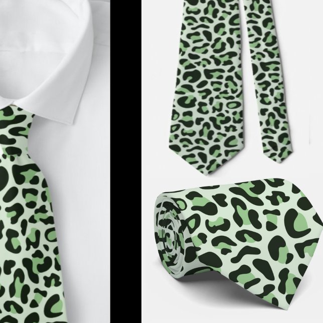 Green Leopard Print Trauzeugen Punk Rock Hochzeite Krawatte (Von Creator hochgeladen)