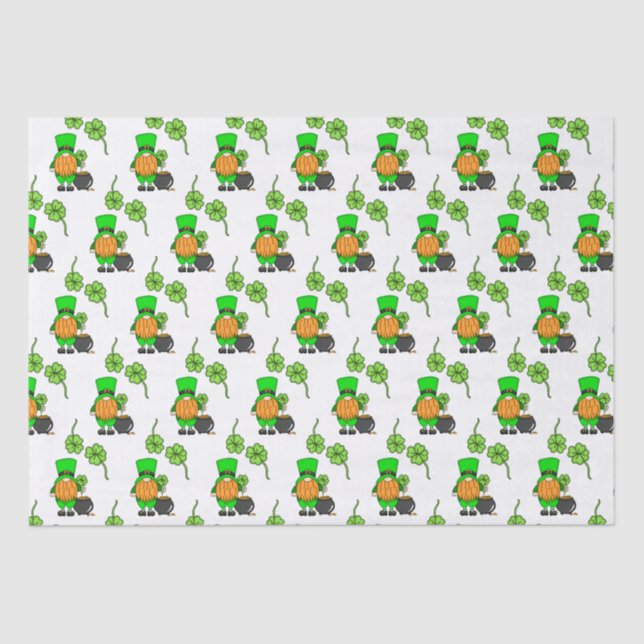 Green Leprechaun Gnome mit Kleeblatt Seidenpapier (Vorderseite)