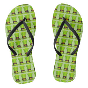 Green Leprechaun Hat St. Patricks Day Flip Flops
