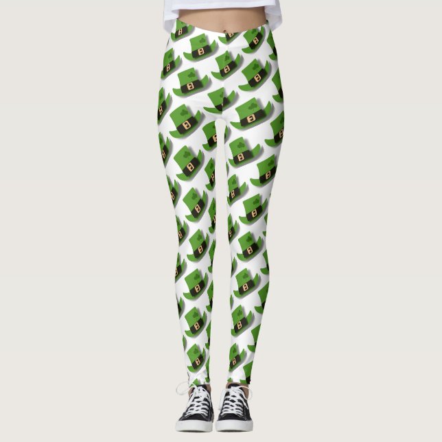 Green Leprechaun Hat St Patrick's Day Leggings (Vorderseite)