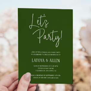 Green Let's Party Lässige Hochzeitsempfehlung entf Einladung