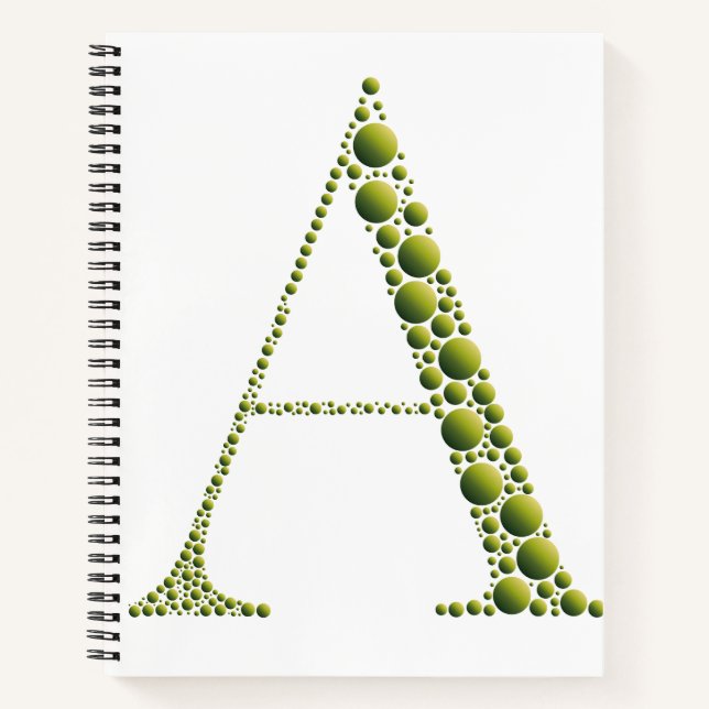 Green Letter A Journal – MinimalAesthetic Notebook Notizbuch (Vorderseite)