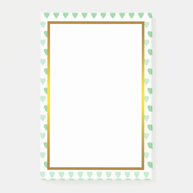 Green Liebe Gold Foil Muster Post-it Klebezettel (Vorderseite)