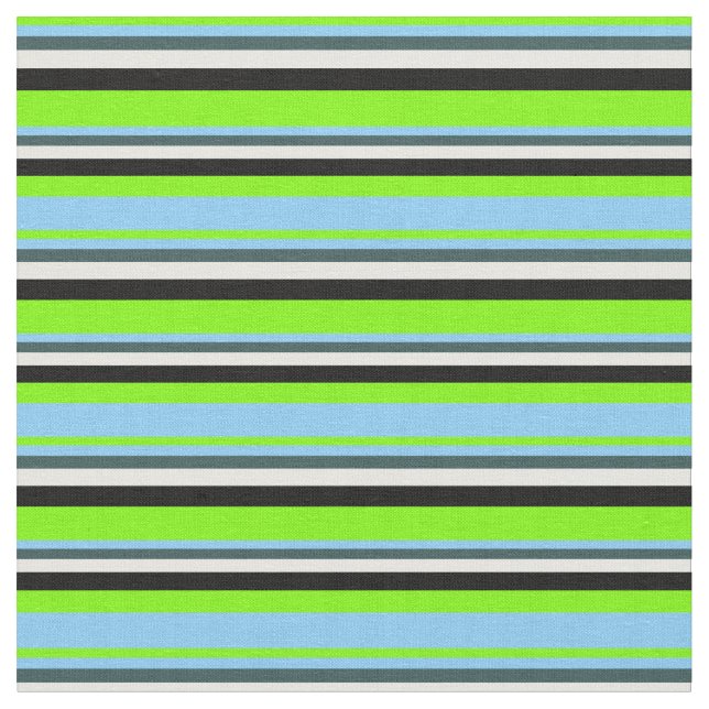 Green, Light Sky Blue, Grau, Mint Cream & Black Stoff (Nahaufnahme)