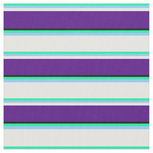Green, Light Sky Blue, White, Indigo & Black Stoff (Nahaufnahme)