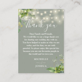 Green Lights Sage Green Wedding Vielen Dank Platzkarte