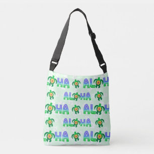 Green Lila Aloha Hawaiian Tropical Turtle Tragetaschen Mit Langen Trägern