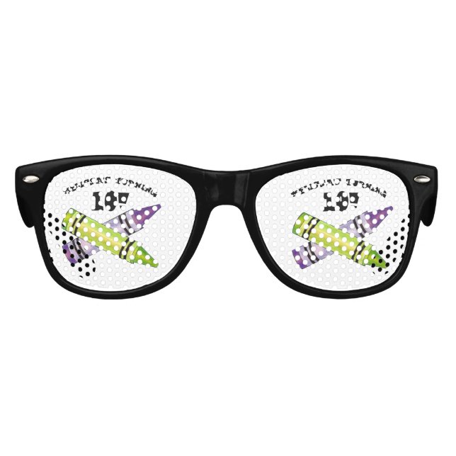 Green Lila Artist Crayons Child Birthday Party Partybrille (Vorderseite)