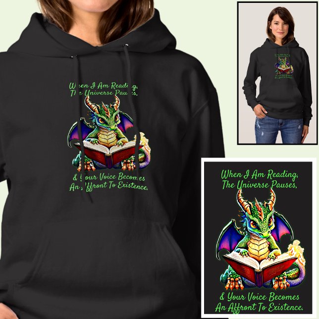 Green Lila Dragon Warning Book Voice Hoodie (Von Creator hochgeladen)
