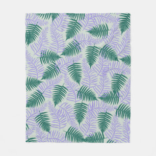 Green Lila Fern Blätter Retro 70er Blume Muster Fleecedecke