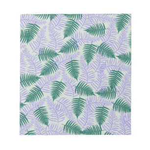Green Lila Fern Blätter Retro 70er Blume Muster Notizblock