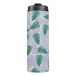 Green Lila Fern Blätter Retro 70er Blume Muster Thermosbecher