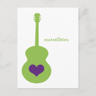 Green/Lila Guitar Heart Table Postcard 3 Postkarte