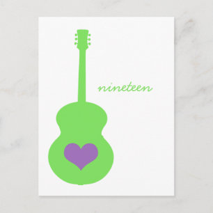 Green/Lila Guitar Heart Table Postcard Postkarte