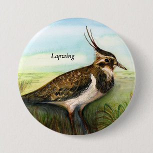Green Lila Lapwing Bird Wasserfarbe Button
