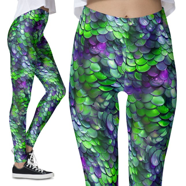 Green Lila Mermaid Scales Fantasy Costume Party Leggings (Von Creator hochgeladen)