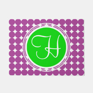 Green & Lila Polka Dot Monogramm Fußmatte