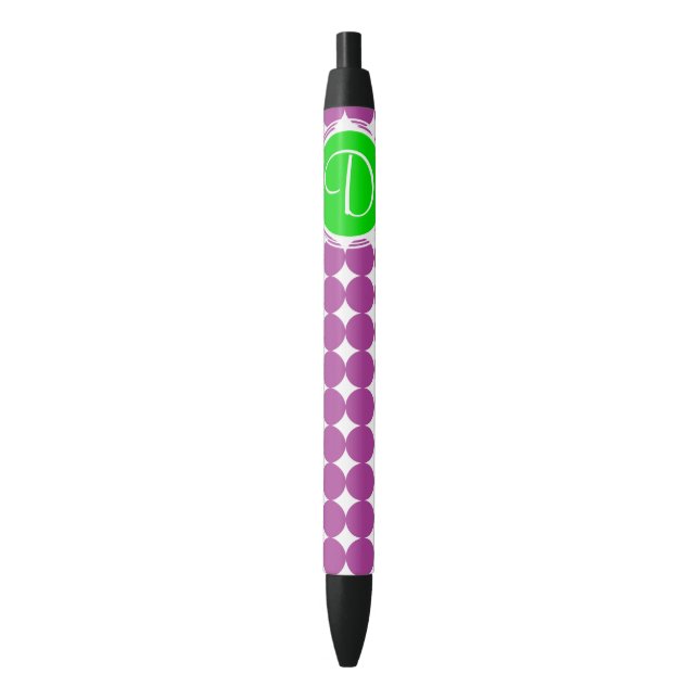 Green & Lila Polka Dot Monogramm Kugelschreiber (Vorderseite Vertikal)